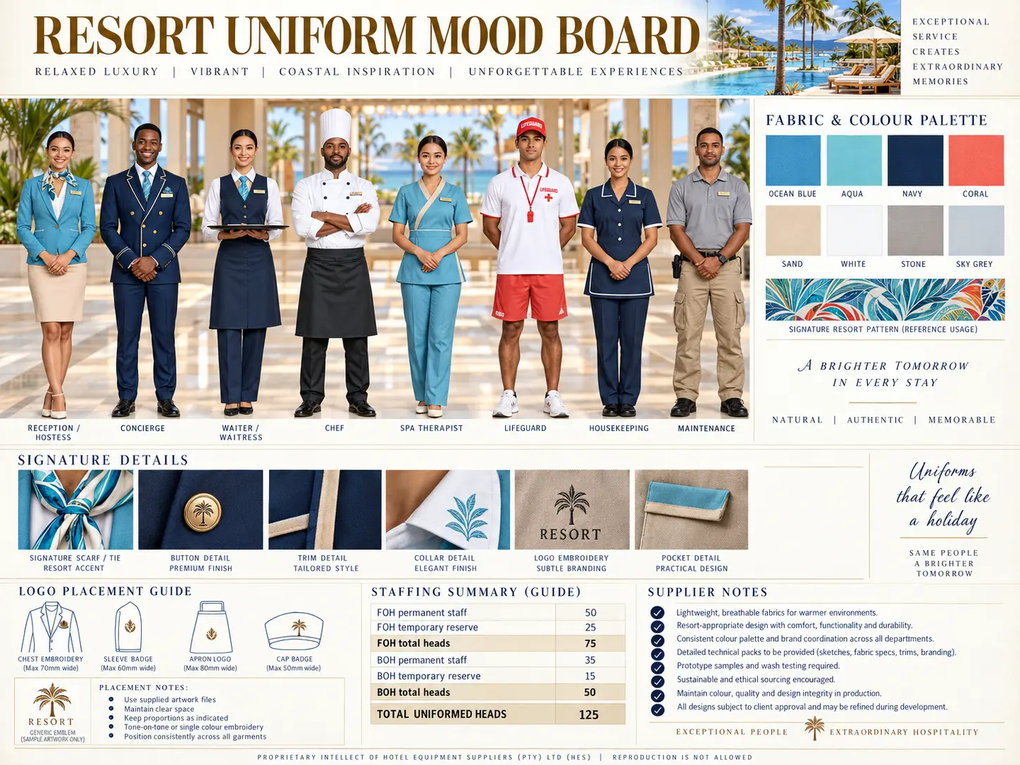 Resort hospitality uniform mood board